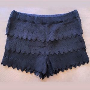 Black Crochet Layered High Waist Shorts - image 1